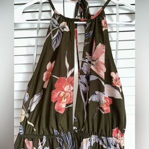 Beautiful floral romper with halter and front slit